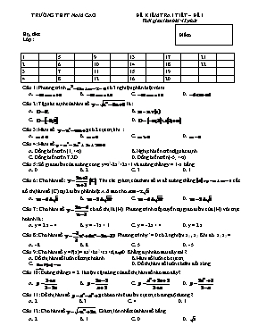 Đề kiểm tra 1 tiết môn Toán  Đê số 1